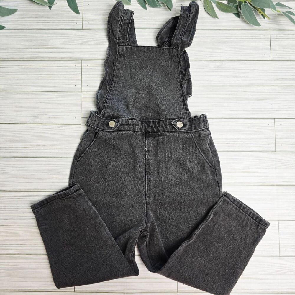 Zara Overalls Girl's 2-3 Years Black Denim Adjustable Straps Front Pockets